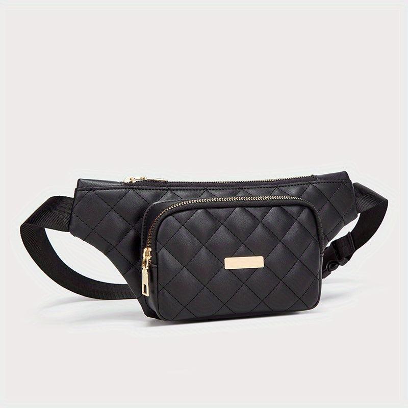 Argyle Quilted Fanny Pack Women's PU Leather Chest Purse