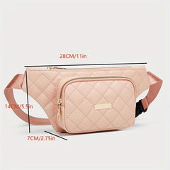 Argyle Quilted Fanny Pack Women's PU Leather Chest Purse