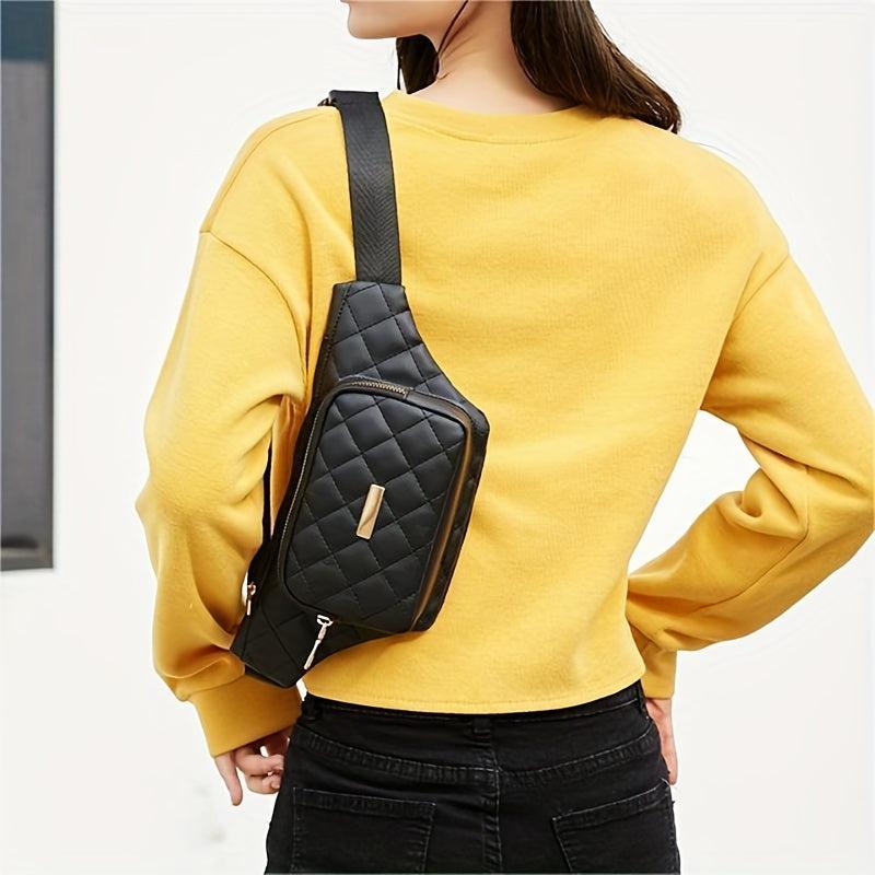Argyle Quilted Fanny Pack Women's PU Leather Chest Purse