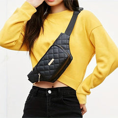 Argyle Quilted Fanny Pack Women's PU Leather Chest Purse