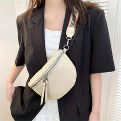 Stripes Pattern Crossbody Bag Double Zipper Fanny Pack Retro Chest Bag