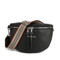 Stripes Pattern Crossbody Bag Double Zipper Fanny Pack Retro Chest Bag