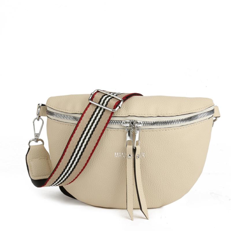 Stripes Pattern Crossbody Bag Double Zipper Fanny Pack Retro Chest Bag