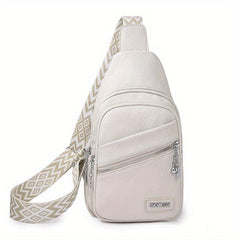 Solid Sling Bag Zipper Crossbody Versatile Purse Wide Strap