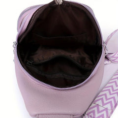 Solid Sling Bag Zipper Crossbody Versatile Purse Wide Strap