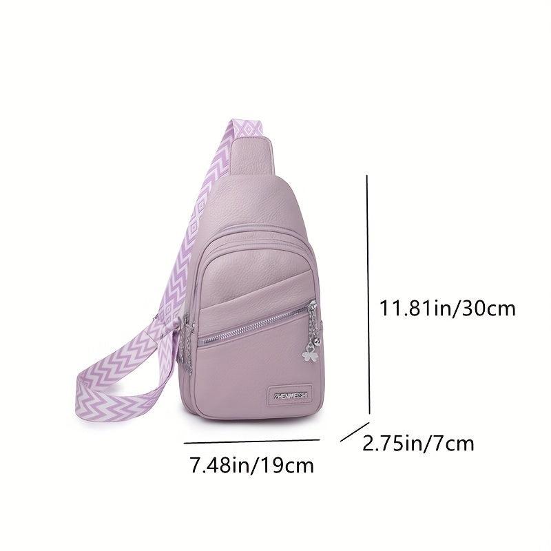 Solid Sling Bag Zipper Crossbody Versatile Purse Wide Strap