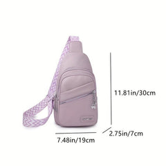 Solid Sling Bag Zipper Crossbody Versatile Purse Wide Strap