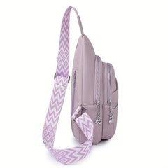 Solid Sling Bag Zipper Crossbody Versatile Purse Wide Strap
