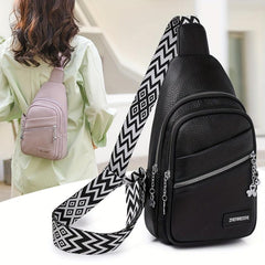 Solid Sling Bag Zipper Crossbody Versatile Purse Wide Strap