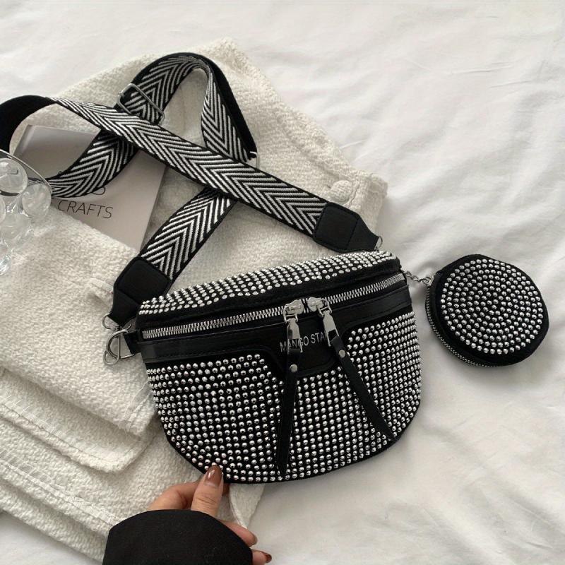Glitter Waist Bag with Coin Purse Crossbody Bag