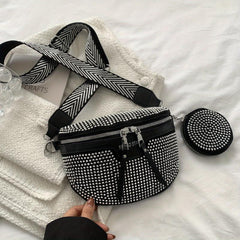 Glitter Waist Bag with Coin Purse Crossbody Bag