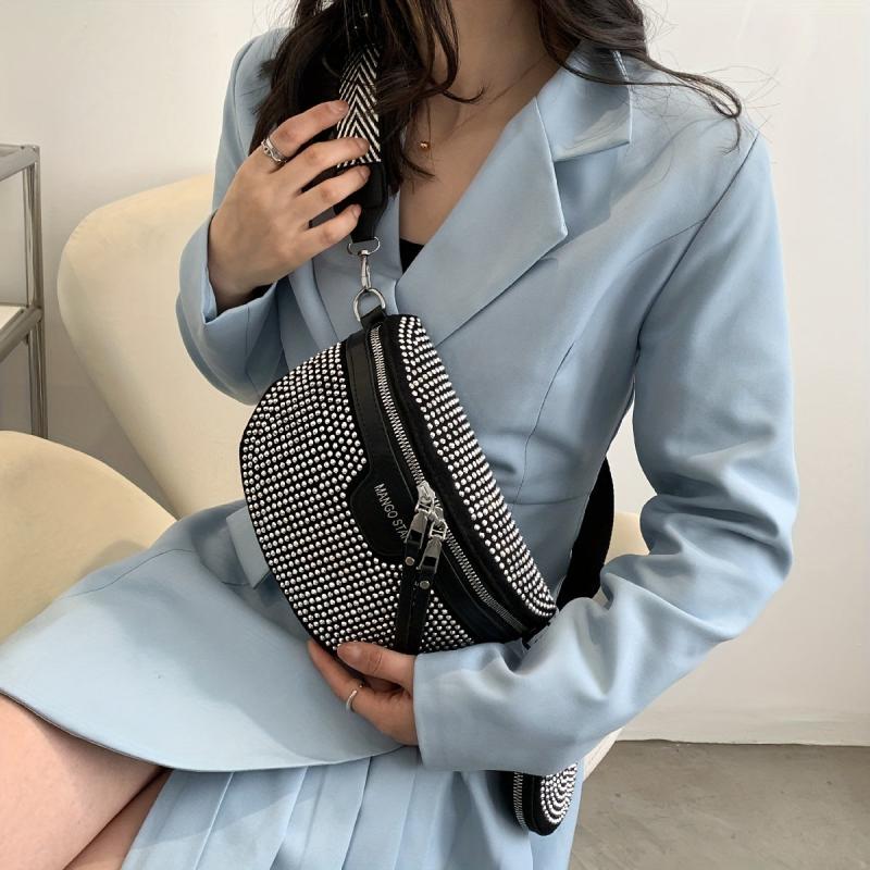 Glitter Waist Bag with Coin Purse Crossbody Bag