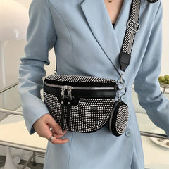 Glitter Waist Bag with Coin Purse Crossbody Bag