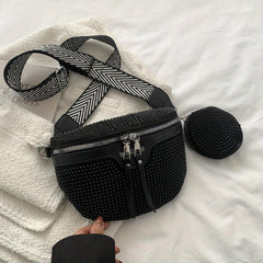 Glitter Waist Bag with Coin Purse Crossbody Bag