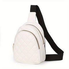 Argyle Embroidery Sling Bag Double Zipper Crossbody Outdoor Travel Chest Purse