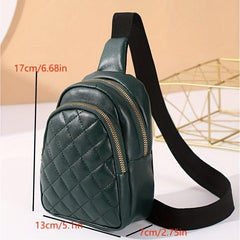Argyle Embroidery Sling Bag Double Zipper Crossbody Outdoor Travel Chest Purse