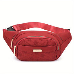 Embroidered Fanny Pack Nylon Crossbody Bag Women's Zipper Purse