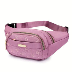Embroidered Fanny Pack Nylon Crossbody Bag Women's Zipper Purse