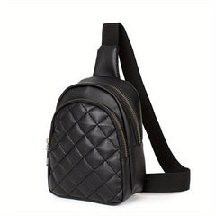 Quilted Sling Bag Solid Casual PVC Waist Bag Women's Portable Fanny Pack