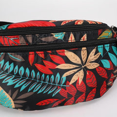Women's Leaf Print Waist Bag Outdoor Phone Bag Waterproof Fanny Pack