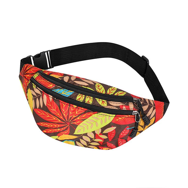 Women's Leaf Print Waist Bag Outdoor Phone Bag Waterproof Fanny Pack