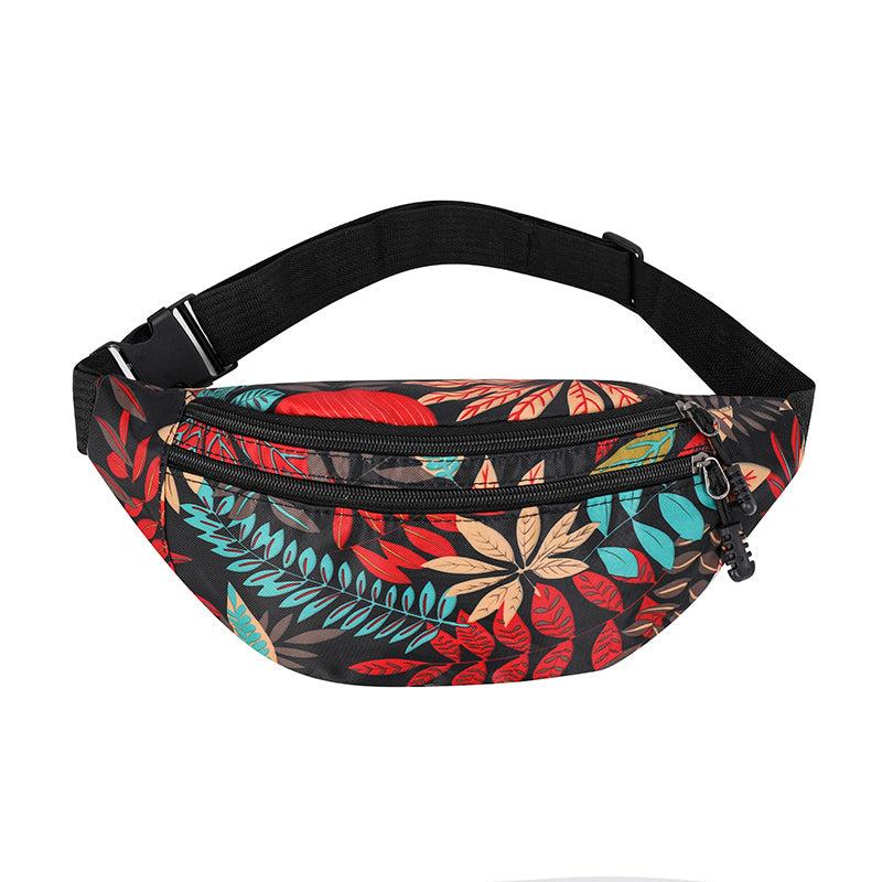 Women's Leaf Print Waist Bag Outdoor Phone Bag Waterproof Fanny Pack