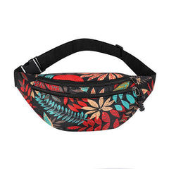 Women's Leaf Print Waist Bag Outdoor Phone Bag Waterproof Fanny Pack