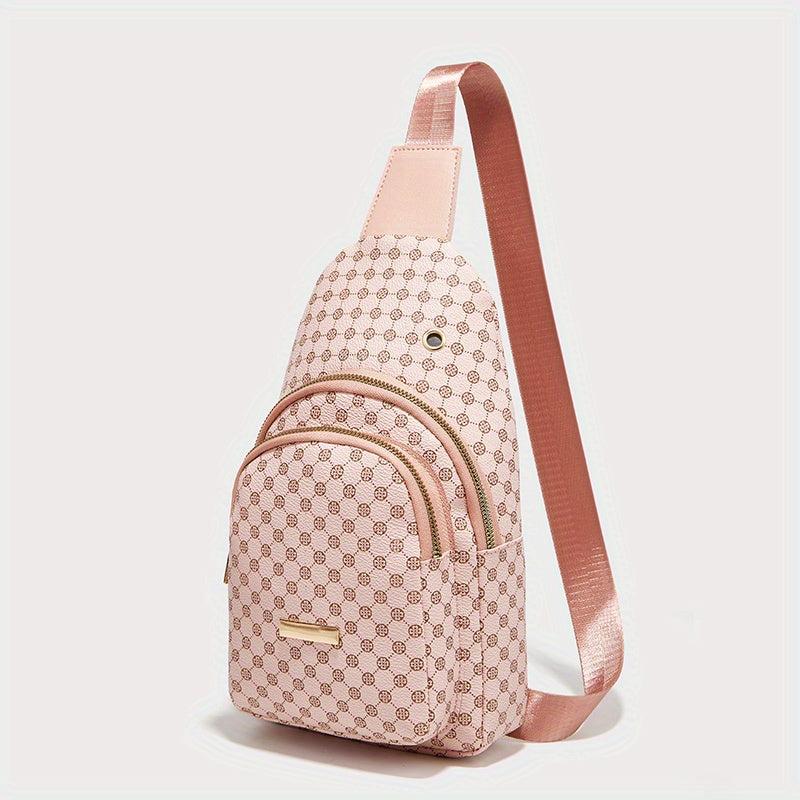 Geometric Pattern Sling Bag Crossbody Bag with Earphone Hole