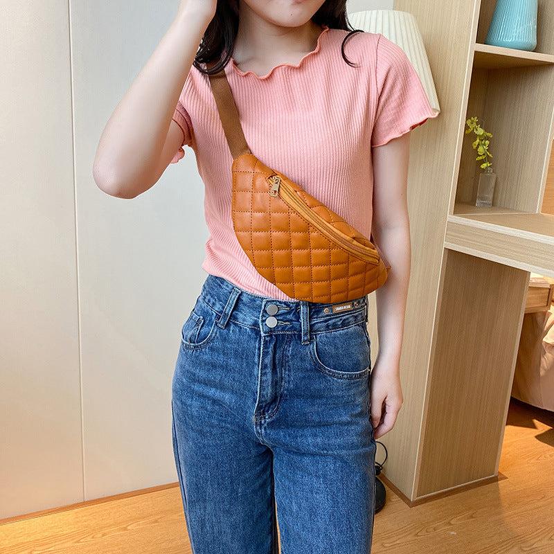 Argyle Quilted Fanny Pack Crossbody Bag Women's Waist Purse
