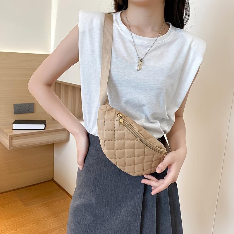 Argyle Quilted Fanny Pack Crossbody Bag Women's Waist Purse