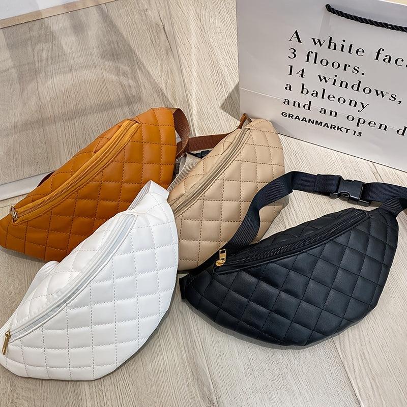 Argyle Quilted Fanny Pack Crossbody Bag Women's Waist Purse