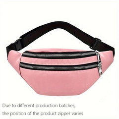 Double Zipper Waist Bag Casual Nylon Crossbody Bag