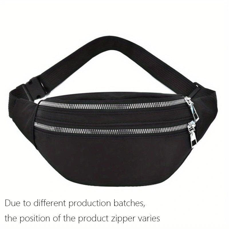 Double Zipper Waist Bag Casual Nylon Crossbody Bag