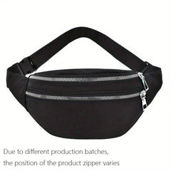 Double Zipper Waist Bag Casual Nylon Crossbody Bag