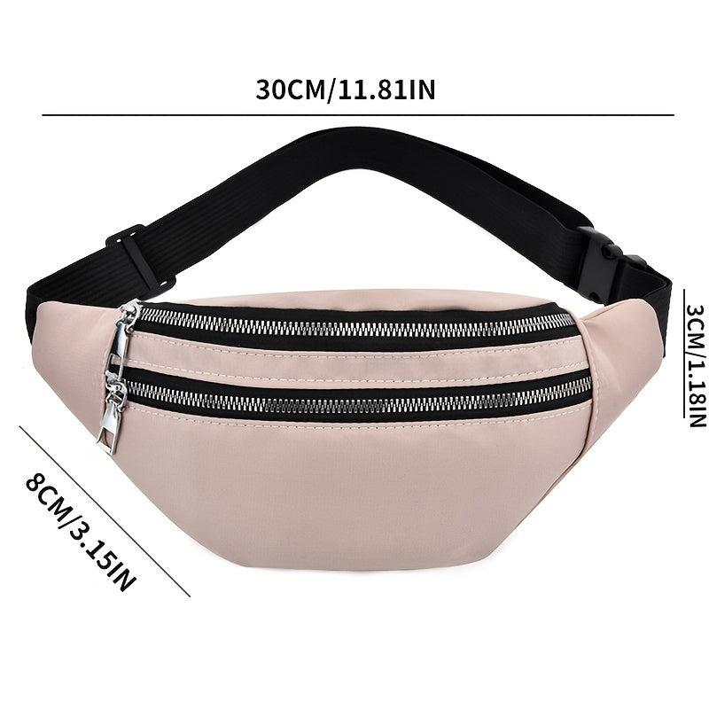 Double Zipper Waist Bag Casual Nylon Crossbody Bag