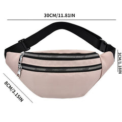 Double Zipper Waist Bag Casual Nylon Crossbody Bag