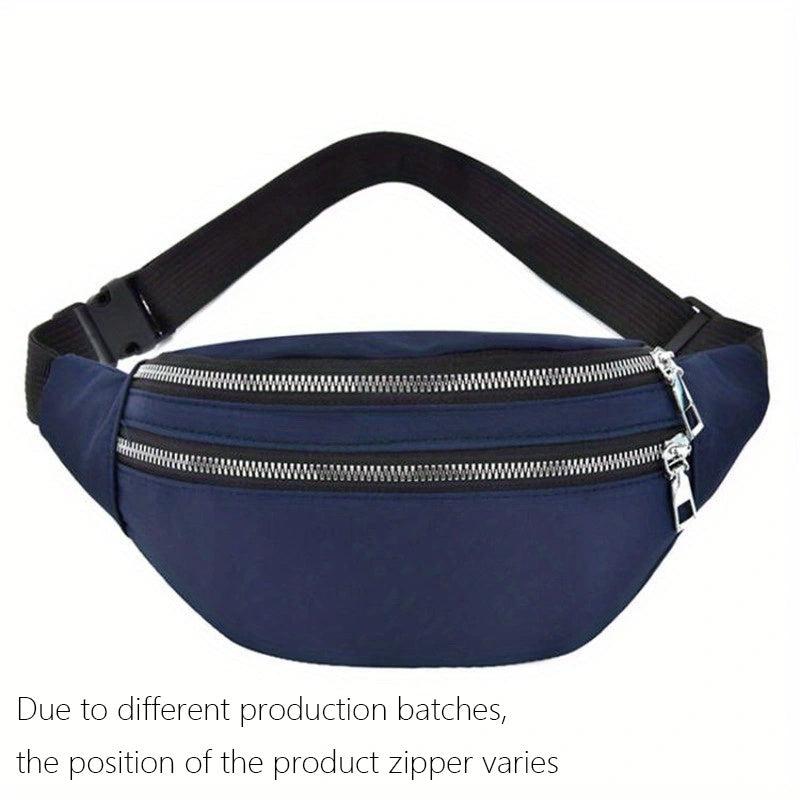 Double Zipper Waist Bag Casual Nylon Crossbody Bag