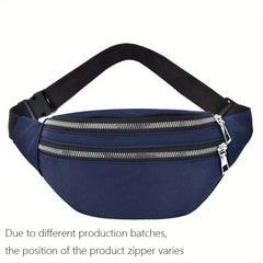 Double Zipper Waist Bag Casual Nylon Crossbody Bag