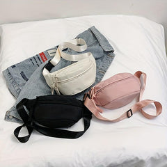 Solid Waist Bags Canvas Lightweight Shoulder Bag Street Casual Fanny Pack