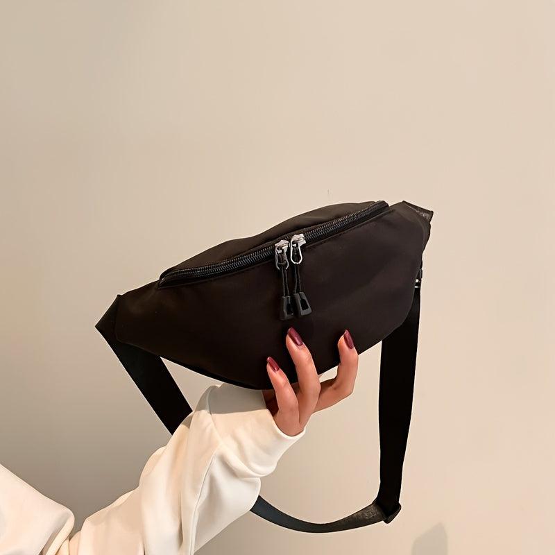 Nylon Fabric Fanny Pack Double Zipper Waist Purse Crossbody Chest Bag