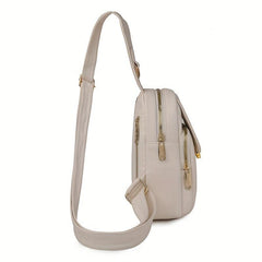 Minimalist Sling Bag Solid Chest Bag Zipper Bunny Decor Button Purse