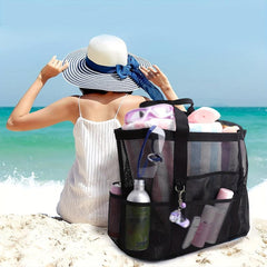Mesh Beach Bag Toy Storage Shoulder Shopping Handheld Hollow Bag