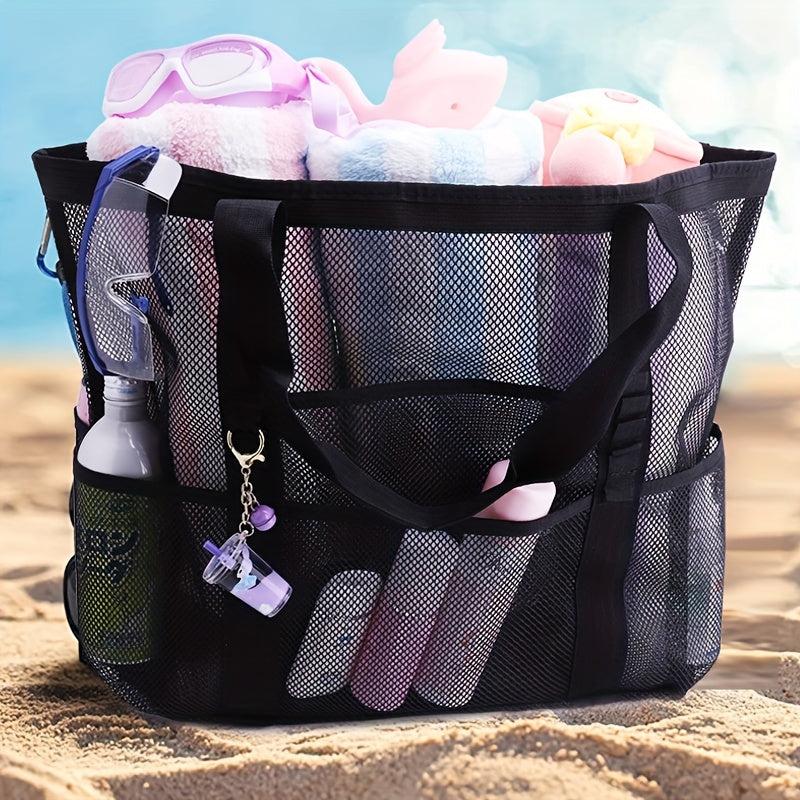 Mesh Beach Bag Toy Storage Shoulder Shopping Handheld Hollow Bag