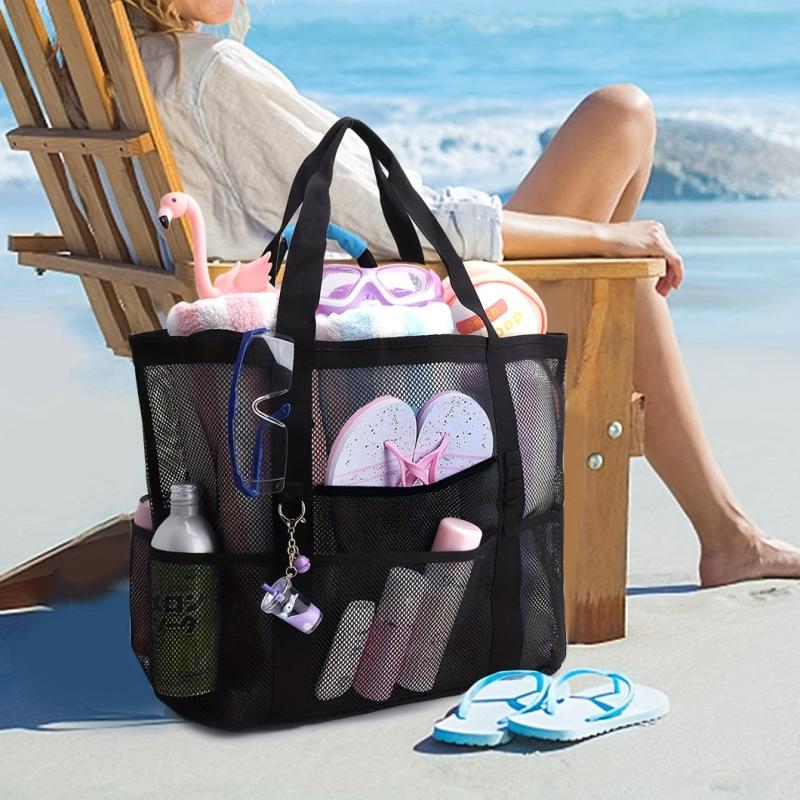 Mesh Beach Bag Toy Storage Shoulder Shopping Handheld Hollow Bag