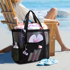 Mesh Beach Bag Toy Storage Shoulder Shopping Handheld Hollow Bag