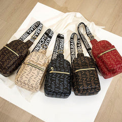 Letter Graphic Sling Bag Faux Leather Chest Purse Women's Crossbody Bag