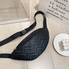 Quilted Detail Chest Bag Crossbody Bag Zipper Purse