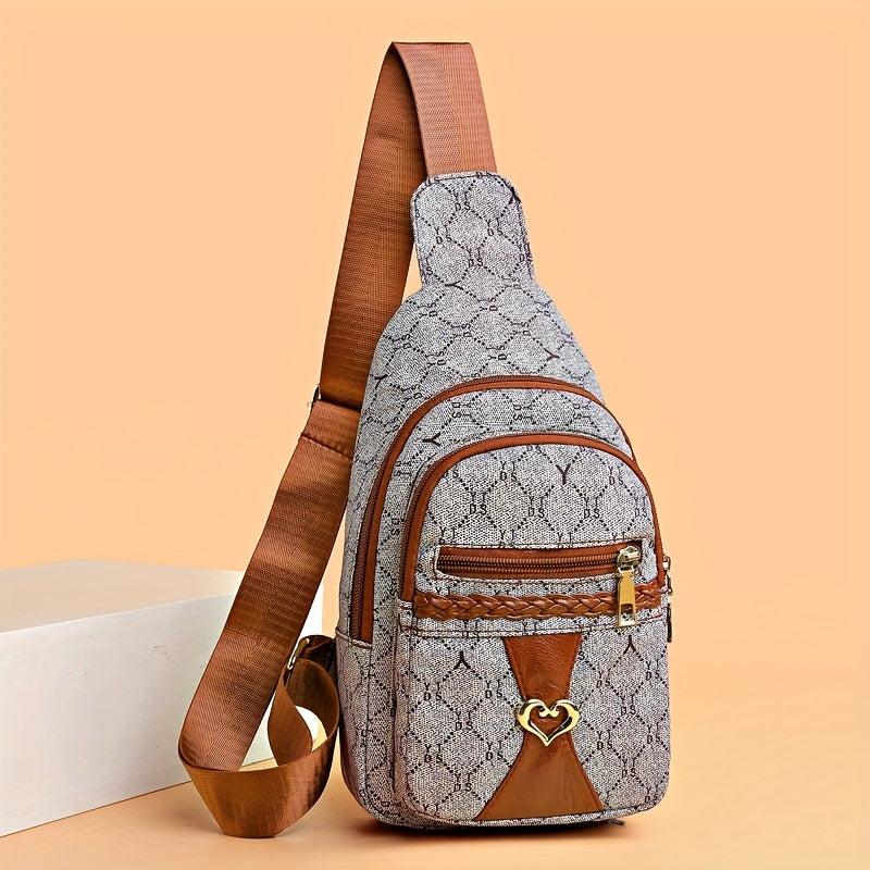 Vintage Crossbody Bag Zipper Chest Bag Coin Purse for Travel
