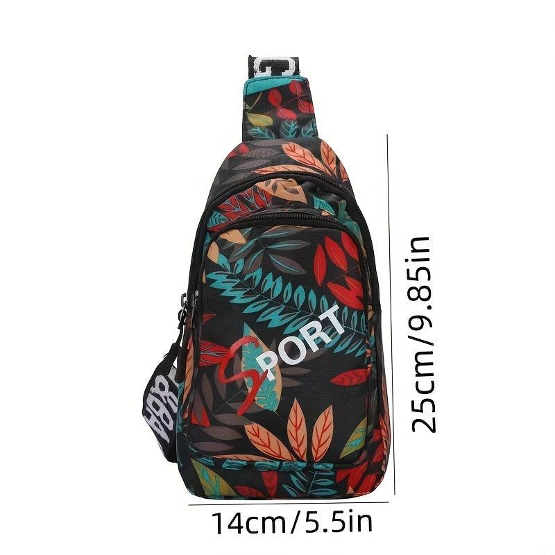 Vintage Leaves Pattern Sling Bag Classic Casual Chest Bag Versatile Fancy Pack