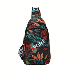 Vintage Leaves Pattern Sling Bag Classic Casual Chest Bag Versatile Fancy Pack
